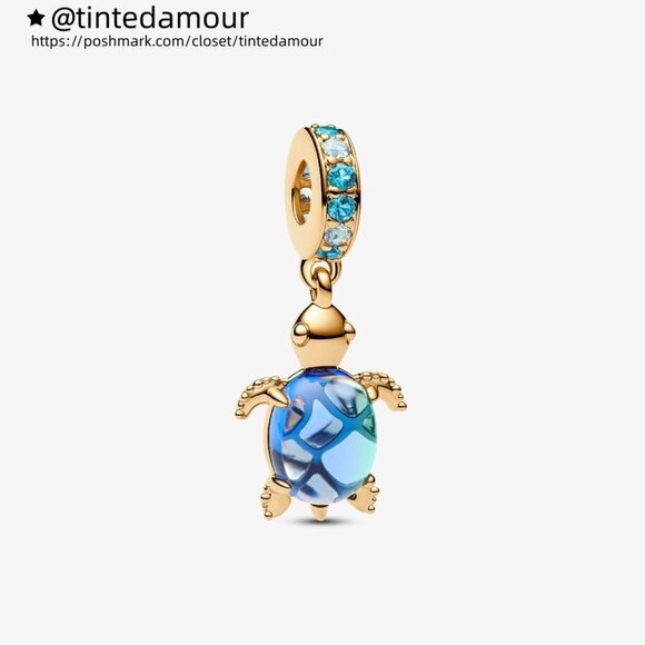 Pandora Sea Turtle Murano Glass Dangle Charm|Pendant - Picture 1 of 2
